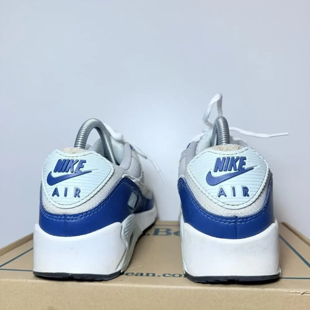 Women's Size 8 Nike Air Max 90 White Royal Blue Grey Athletic Sneakers CD0490
